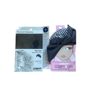New 2 Pack Lot Conair Curl Collective Shower Cap Comfy & Dry